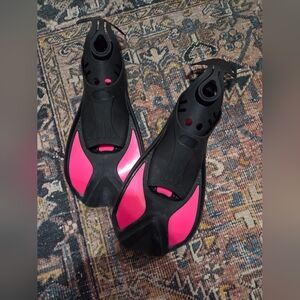 Women's Pink and Black Swim Fins